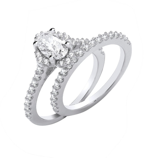 Silver Bridal Set Oval Cubic Zirconia Half Et Rings - Fine Ring - Certified Authentic – Luxury Jewellery by Imperial T