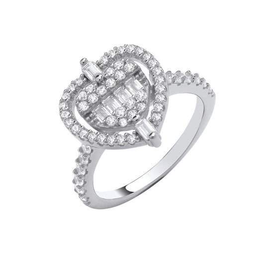 Silver Heart Halo Style Ring - Fine Ring - Certified Authentic - Swiss Made - UK Stock – Luxury Jewellery by Imperial