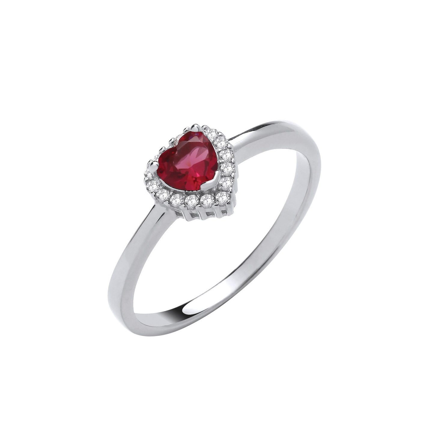 Silver Red Cubic Zirconia Heart Ring - Fine Ring - Certified Authentic - Swiss Made – Luxury Jewellery by Imperial Tim