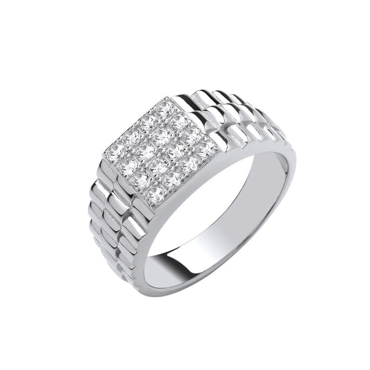 Silver Square Top Gents Cubic Zirconia Ring - Fine Ring - Certified Authentic - Swiss Made – Luxury Jewellery by Imper
