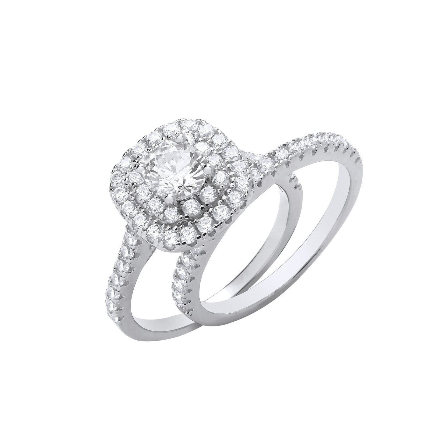 Silver Bridal Cushion Style Set Round Cubic Zirconia Centre - Luxury Watch - Certified Authen – Luxury Watch by Imperi