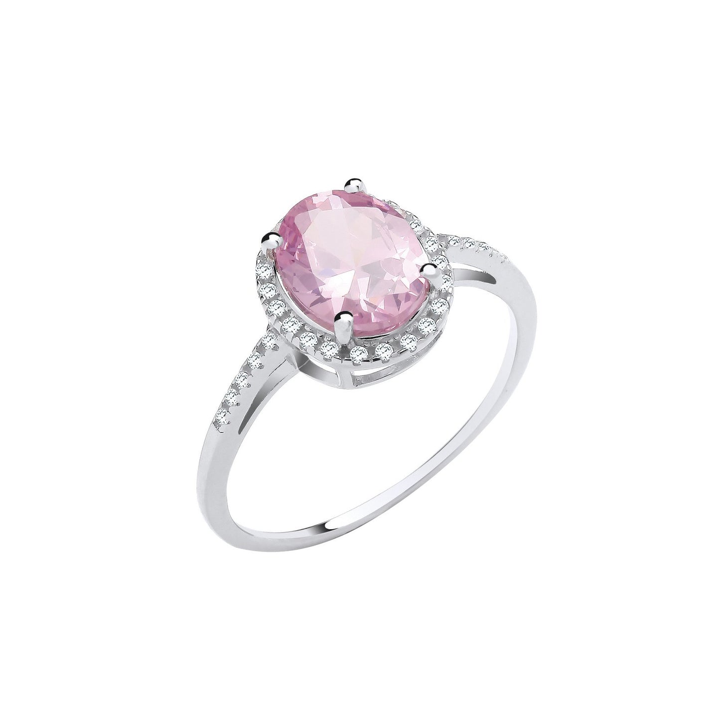 Silver Pink Oval Cubic Zirconia Engagement Ring - Fine Ring - Certified Authentic - Swiss Mad – Luxury Jewellery by Im