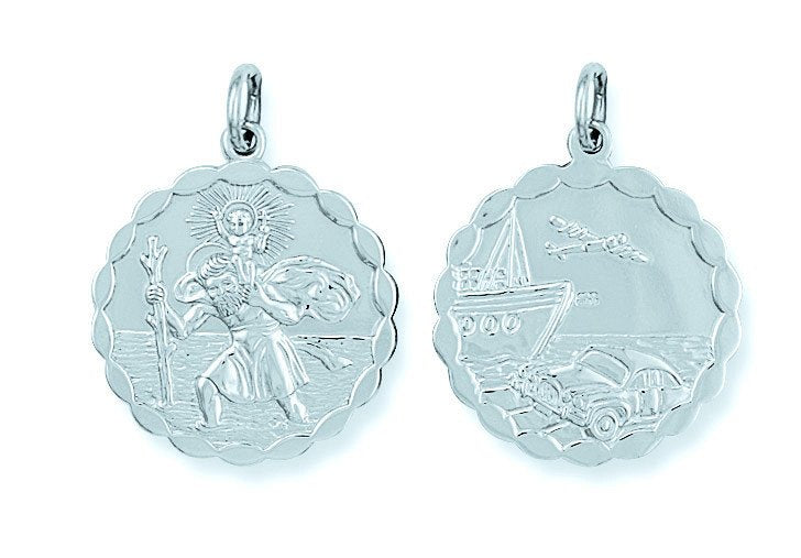 Silver Double Sided Fancy St Christopher Pendant - Fine Necklace - Certified Authentic – Luxury Jewellery by Imperial