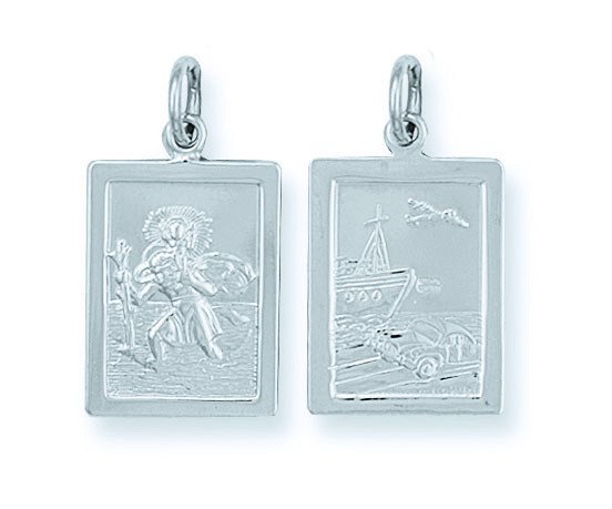 Silver Double Sided Rectangular St Christopher Pendant - Fine Necklace - Certified Authentic – Luxury Jewellery by Imp
