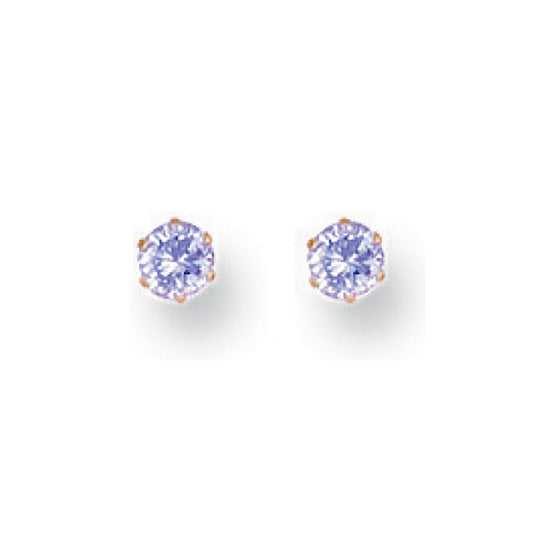 Yellow Gold 3mm Claw Set Lavander Cubic Zirconia Studs - Luxury Watch - Certified Authentic – Luxury Watch by Imperial