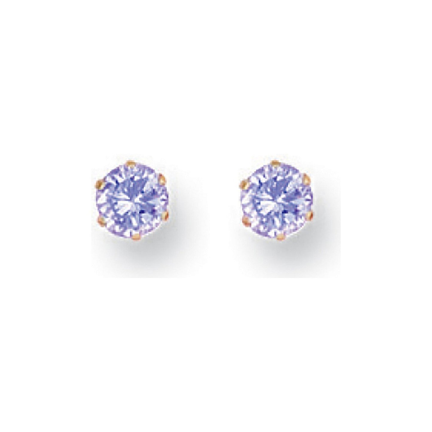 Yellow Gold 4mm Claw Set Lavander Cubic Zirconia Studs - Luxury Watch - Certified Authentic – Luxury Watch by Imperial