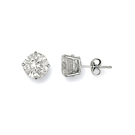 White Gold 7mm Claw Set Cubic Zirconia Studs