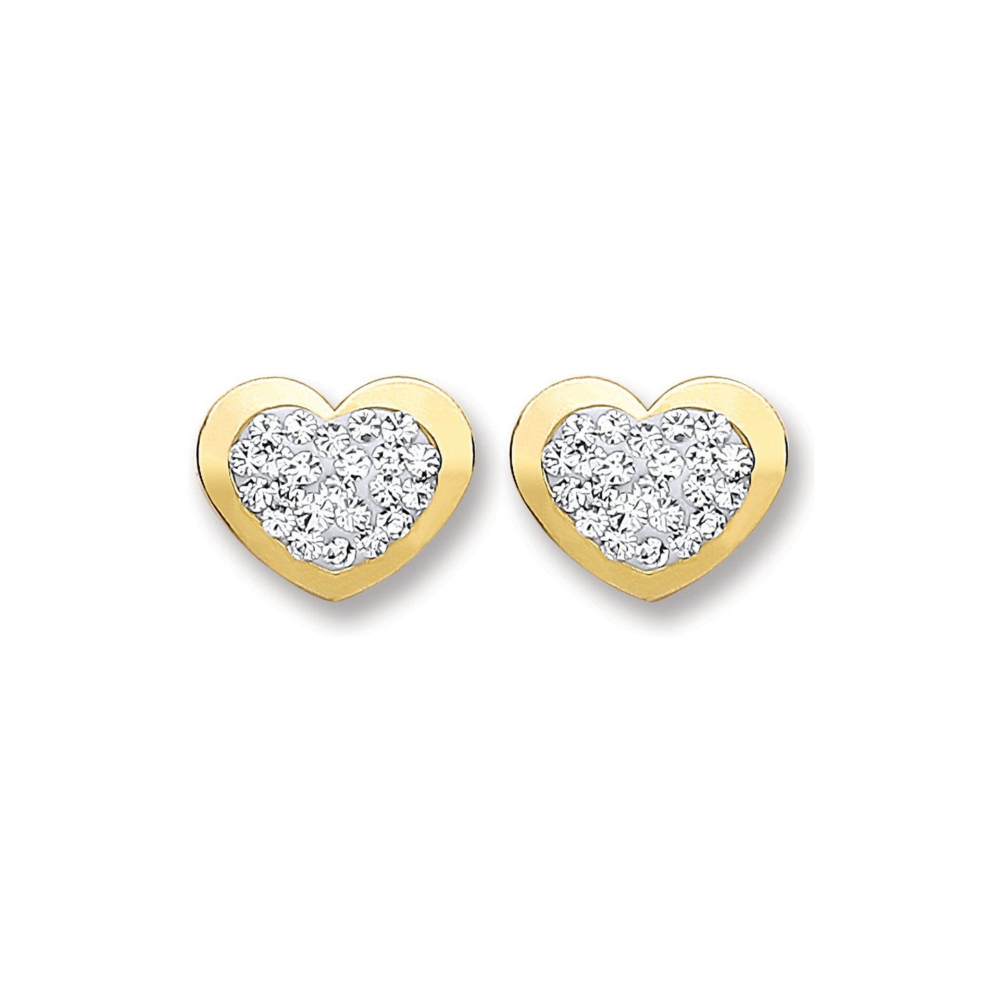 9ct Gold Heart Shape With Crystals Studs - luxury watches London - Kensington jeweller | Imperial Time UK Ltd, Kensington