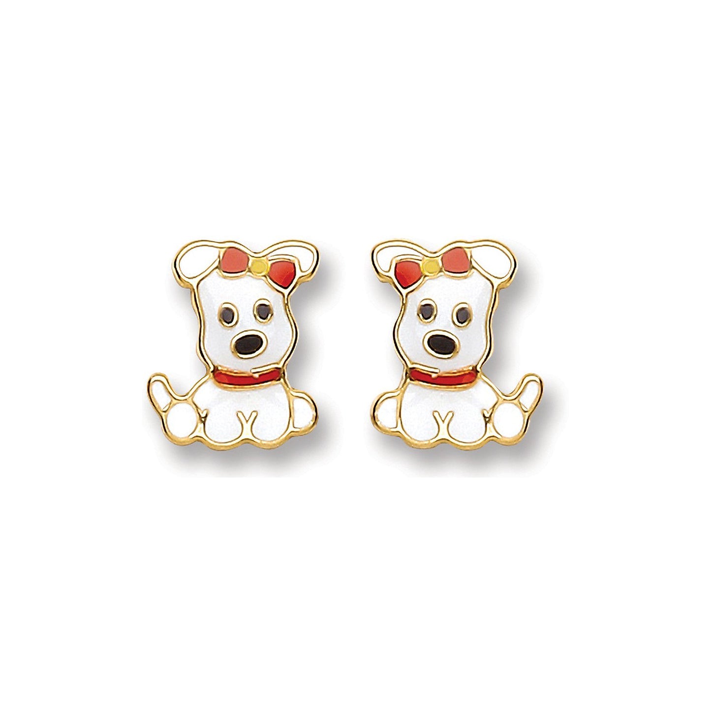 9ct Gold Enameled Puppy Studs - luxury watches London - Kensington jeweller | Imperial Time UK Ltd, Kensington