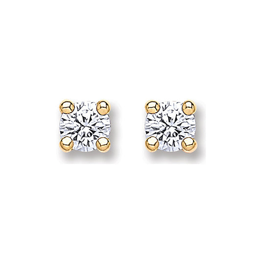 9ct Gold 4.0mm Round Brilliant Cubic Zirconia Studs - luxury watches London - Kensington jeweller | Imperial Time UK Ltd, Kensington