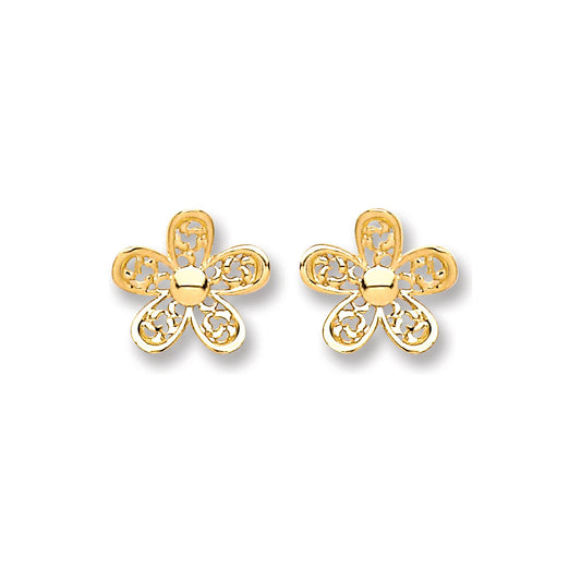 9ct Gold Flower Studs - luxury watches London - Kensington jeweller | Imperial Time UK Ltd, Kensington