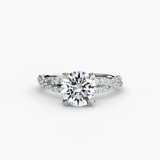 Twisted Pavé Solitaire Engagement Ring 0.50ct–3.00ct with 0.27ct Side Stones in Classic Wedding Style | Imperial Time