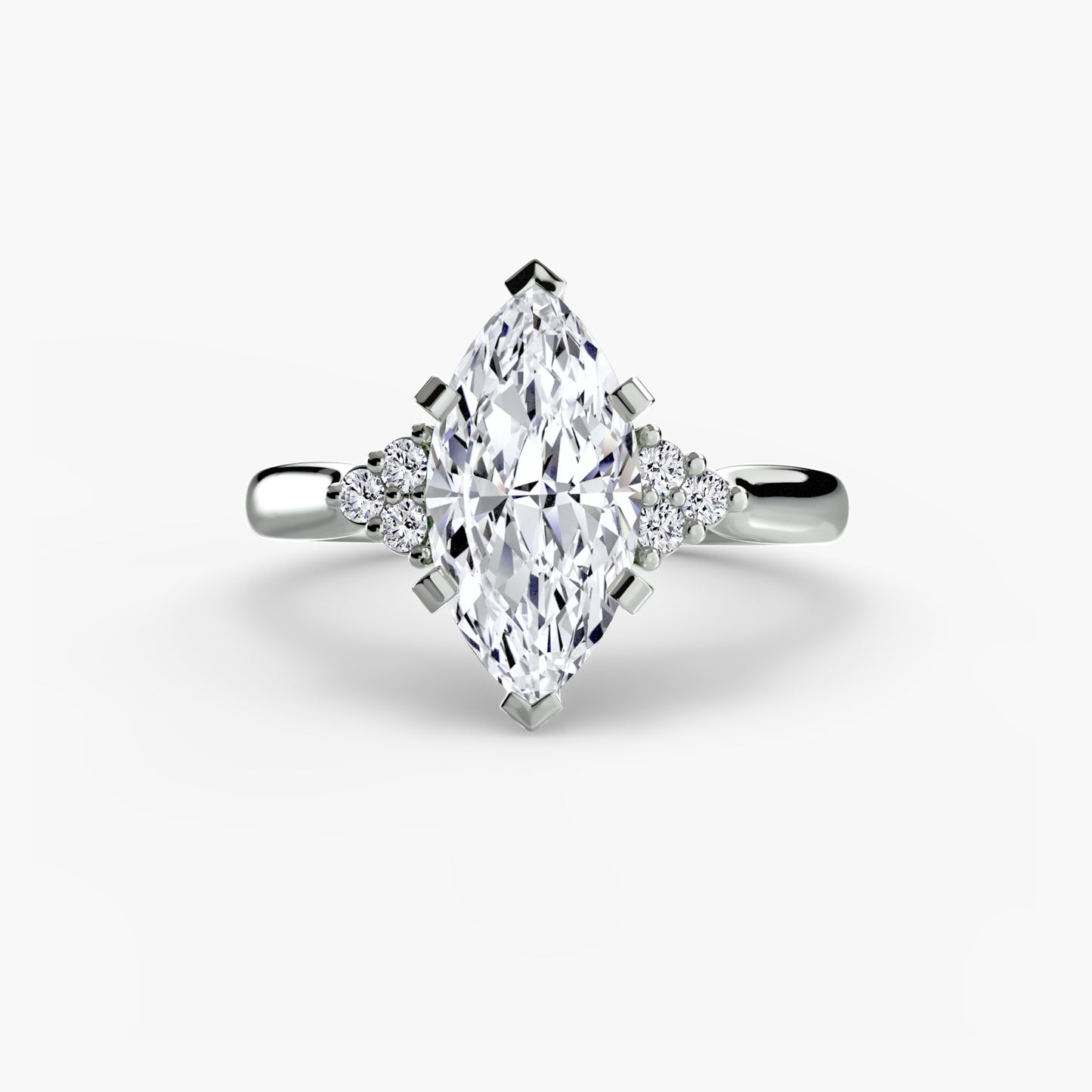 Solitaire Ring with Cluster Shoulders 0.50ct–3.00ct and 0.08ct Side Stones for Women in Wedding Style | Imperial Time