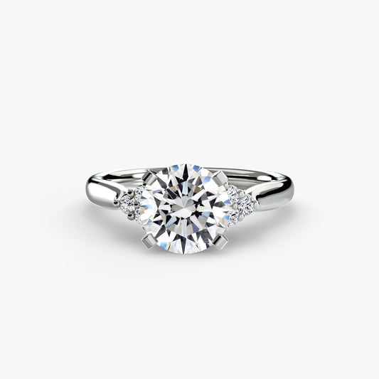 Solitaire Ring with Cluster Shoulders 0.50ct–3.00ct and 0.08ct Side Stones for Women in Wedding Style | Imperial Time