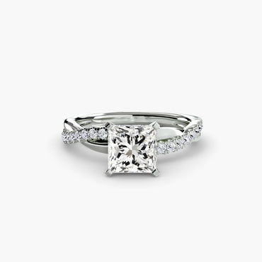 Emerald Twist Pavé Engagement Ring 0.50ct–3.00ct with 0.19ct Side Stones in Classic Wedding Style | Imperial Time
