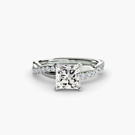 Emerald Twist Pavé Engagement Ring 0.50ct–3.00ct with 0.19ct Side Stones in Classic Wedding Style | Imperial Time