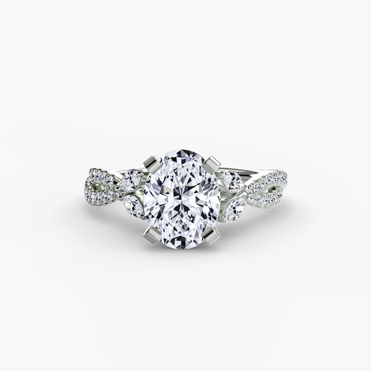 Twist Pavé Diamond-Band Engagement Ring 0.50ct–3.00ct with 0.35ct Side Stones for Women | Imperial Time UK Ltd