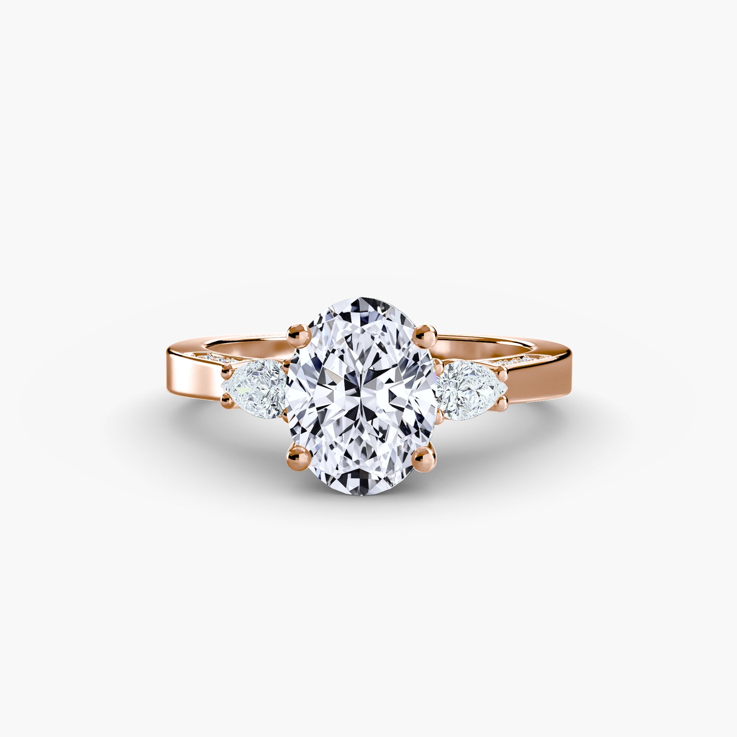 Three-Stone Pavé Shoulder Engagement Ring 0.50ct–3.00ct with 0.31ct Side Stones in Classic Wedding Style | Imperial Time