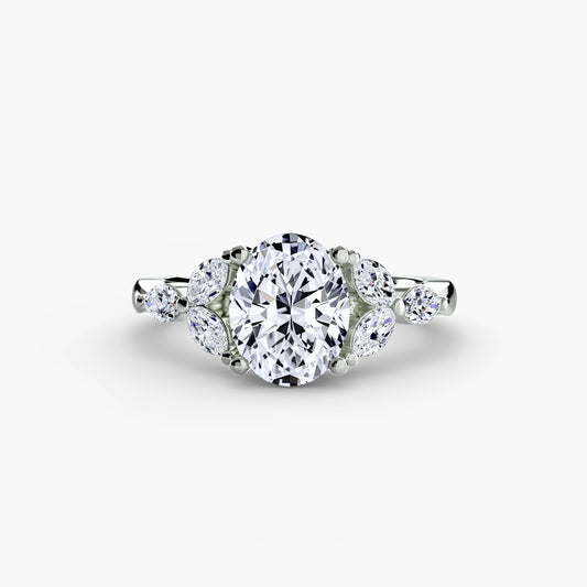 Shoulder Cluster Engagement Ring 0.50ct–3.00ct with 0.34ct Side Stones for Women | Imperial Time UK Ltd Wedding Style