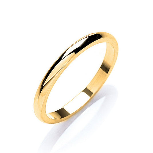 2mm Plain D Shape Wedding Band
