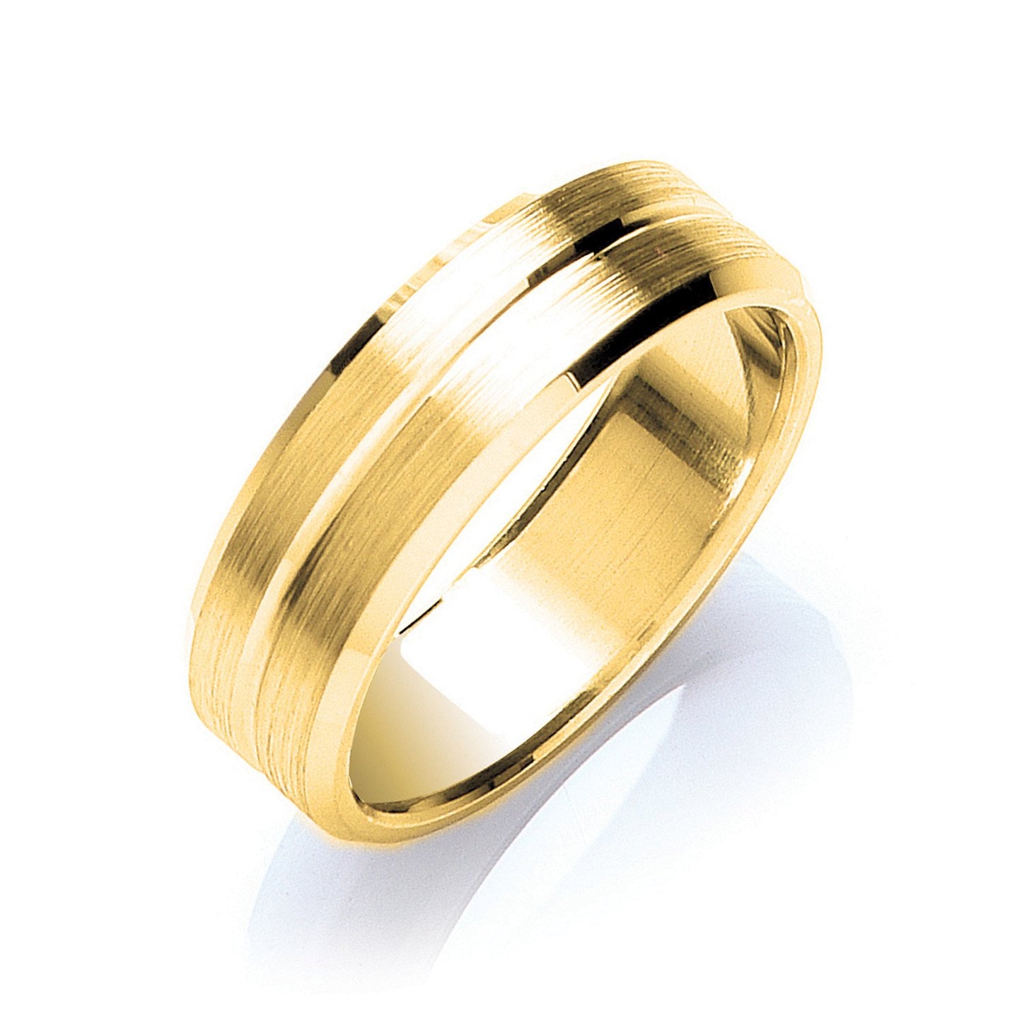 7mm Flat Court Bevelled Edge Centre Groove Matt Wedding Band - luxury watches London - Kensington jeweller | Imperial Time UK Ltd, Kensington