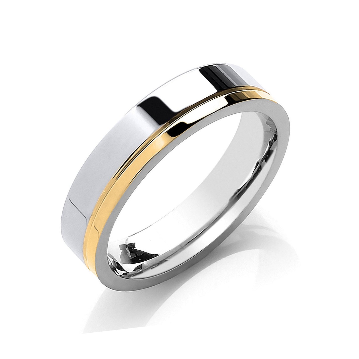 5mm Flat Court Two Colour Side Groove Wedding Band