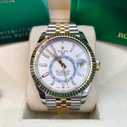Rolex Sky-Dweller 326933 Bi-Metal White Dial Jubilee Bracelet