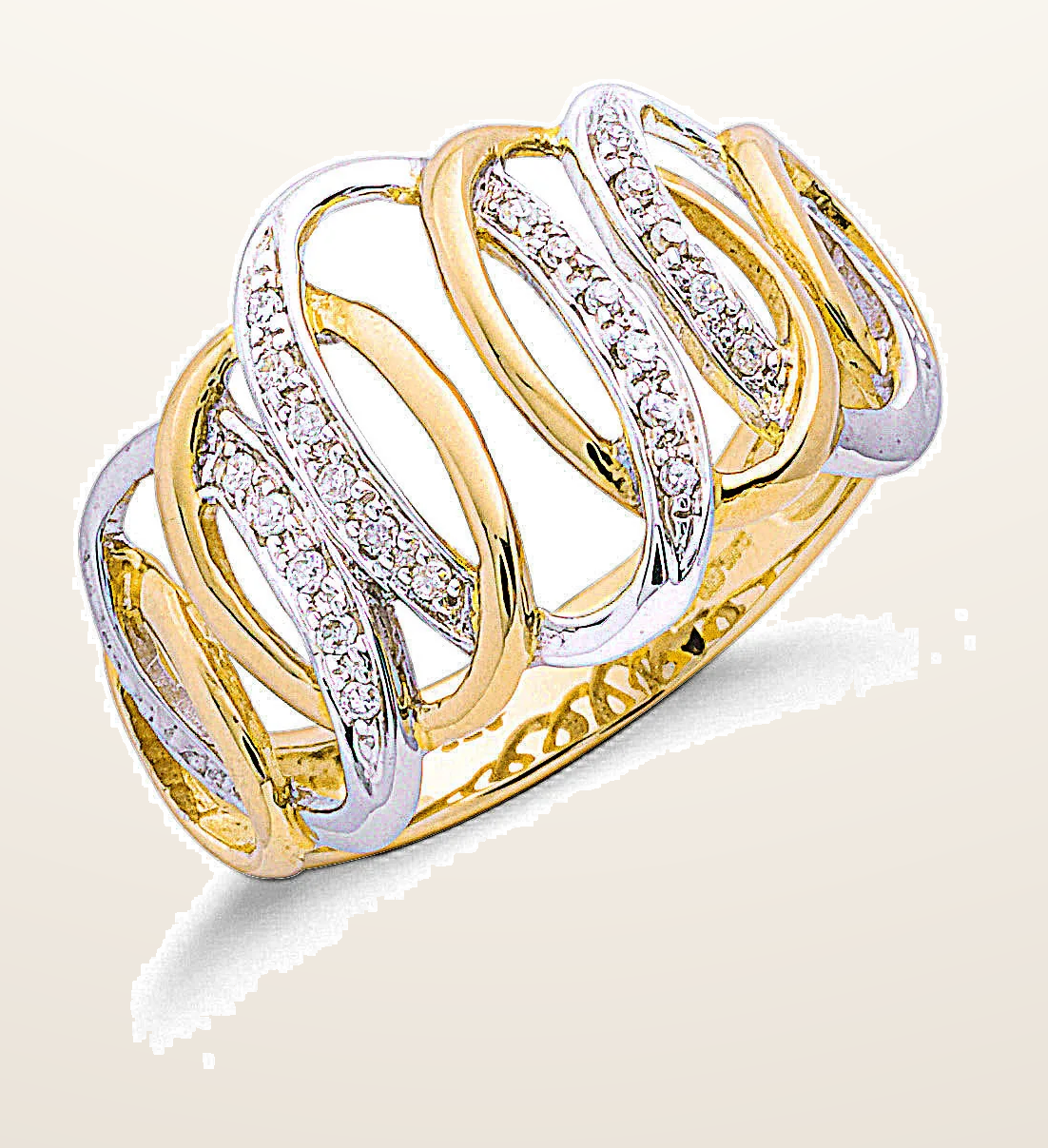 IT_ROLE:detail_crop | 9ct Two Colour Gold 0.10ctw Diamond Ring