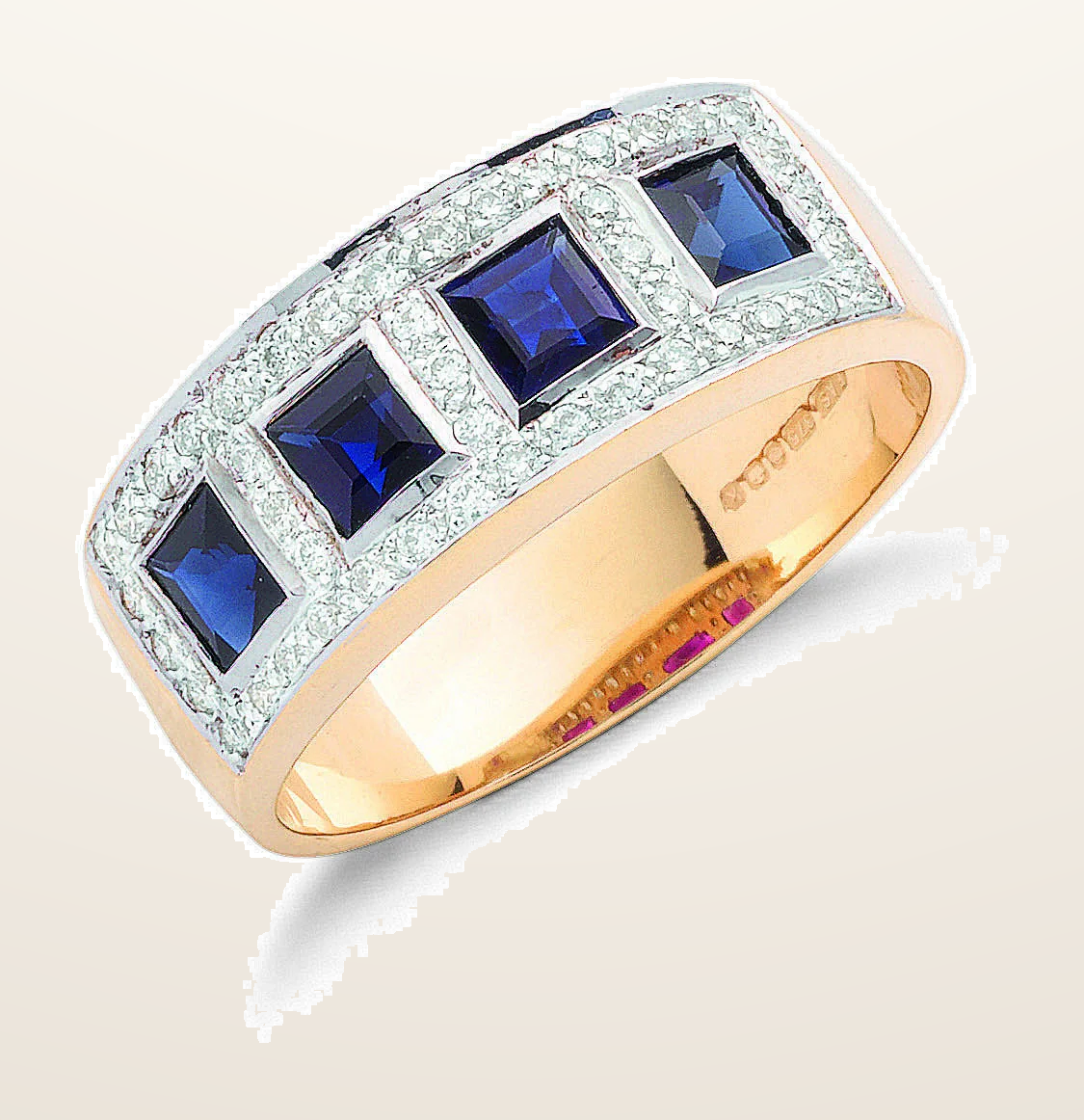 IT_ROLE:detail_crop | 9ct Yellow Gold 0.22ctw Diamond & 0.60ctw Blue Sapphire Eternity Ring