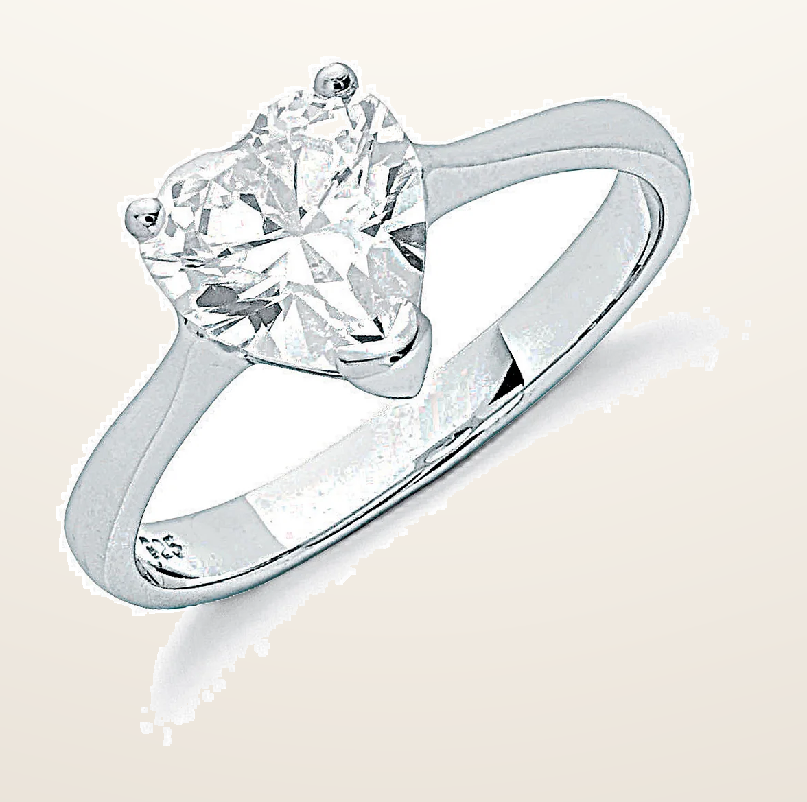 IT_ROLE:detail_crop | Silver Claw Set Heart Cut Cubic Zirconia Solitaire Ring