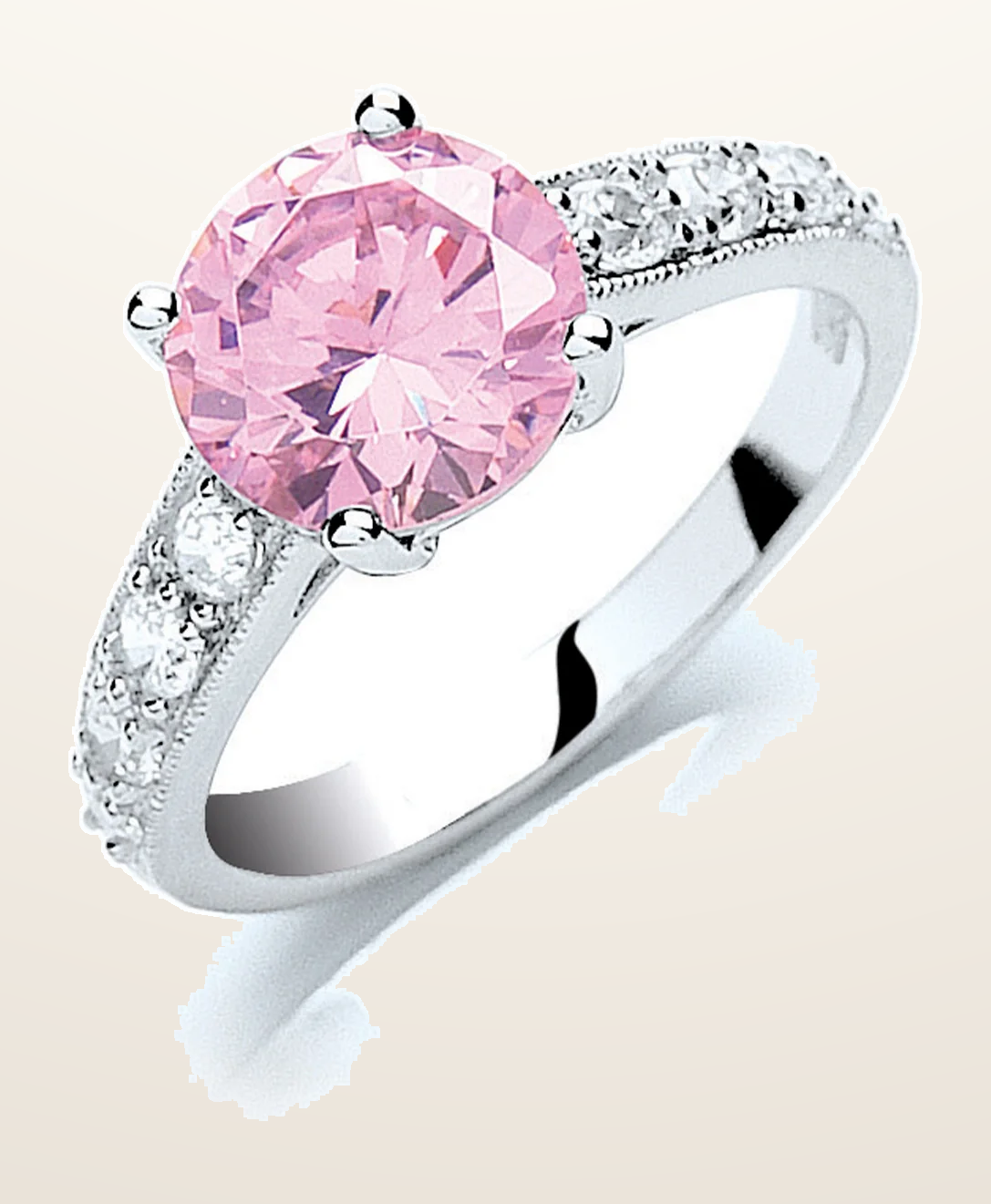 IT_ROLE:detail_crop | Silver Claw Set Pink Cubic Zirconia Solitaire Ring