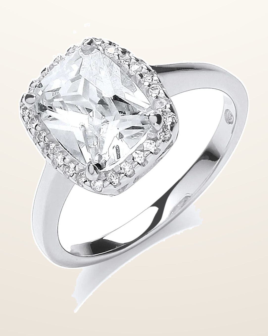IT_ROLE:detail_crop | Silver Cushion Centre Cubic Zirconia Ring
