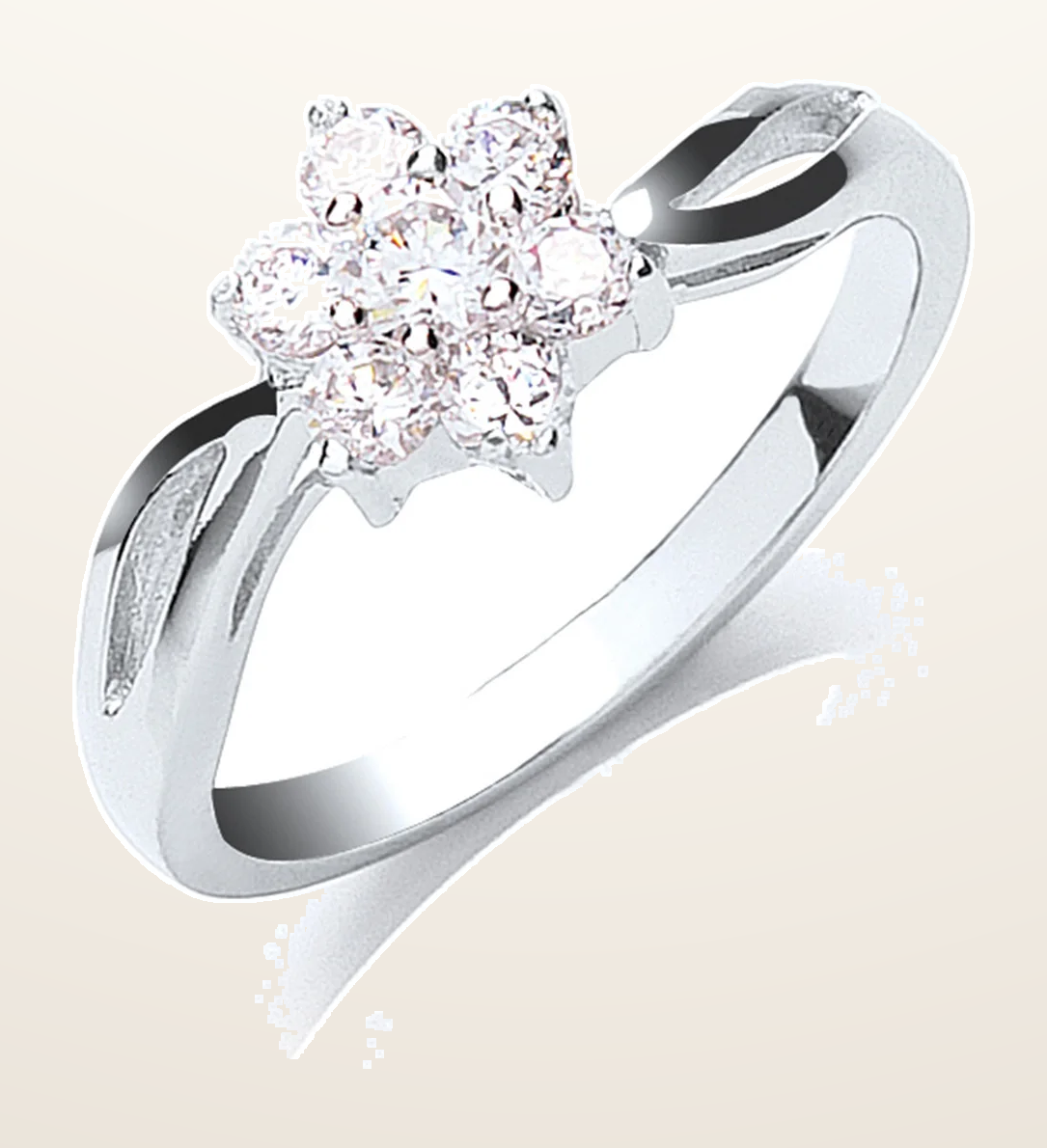 IT_ROLE:detail_crop | Silver Cubic Zirconia Cluster Ring