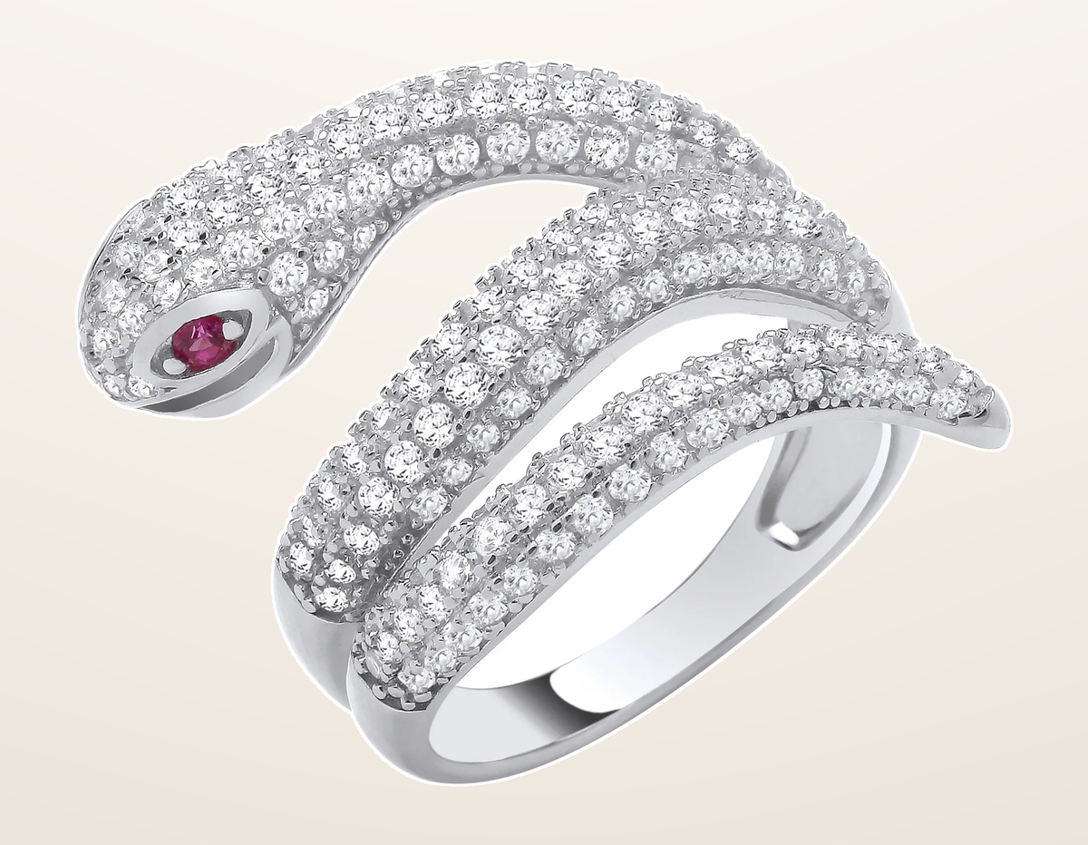 IT_ROLE:detail_crop | Silver Cubic Zirconia Snake Ring