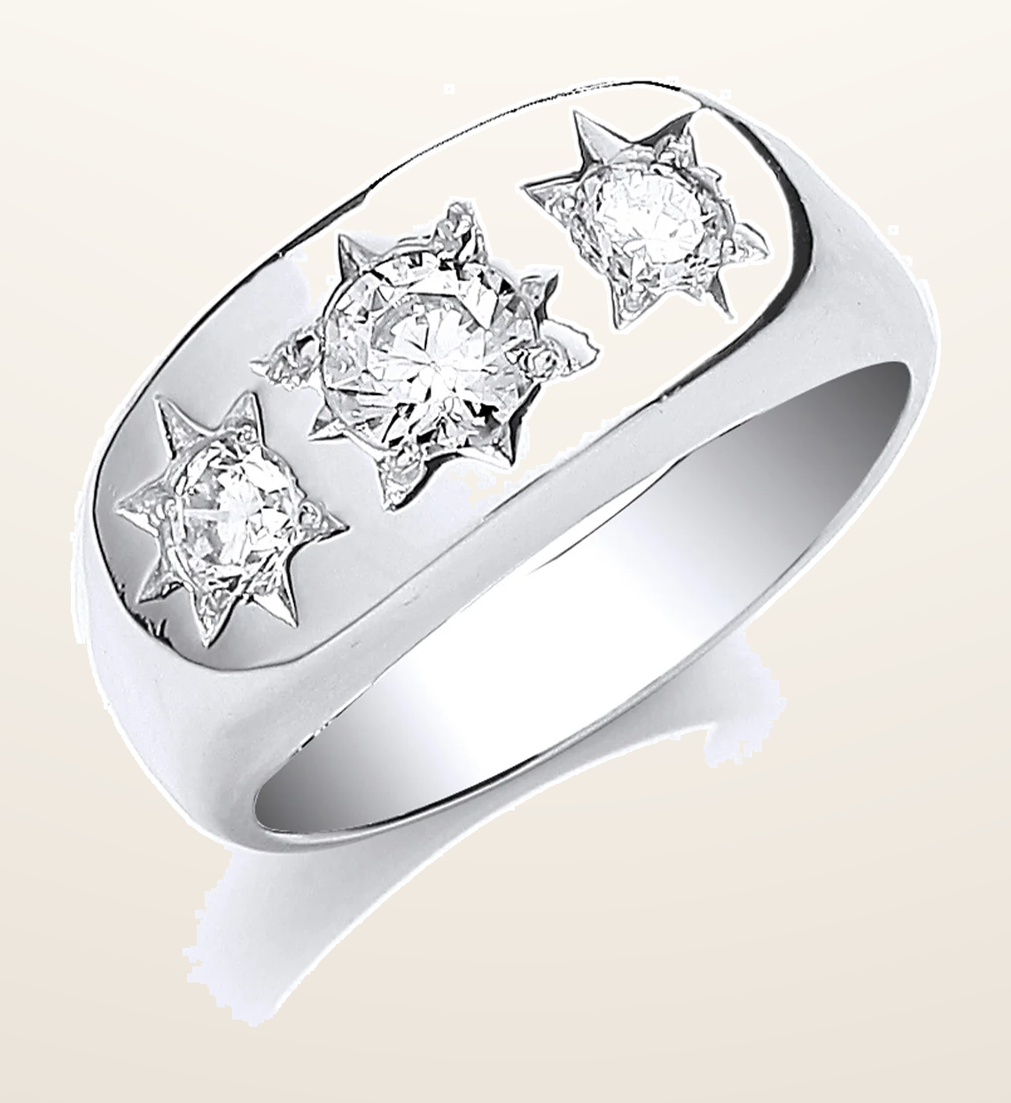 IT_ROLE:detail_crop | Silver Gents 3 Stone Cubic Zirconia Ring