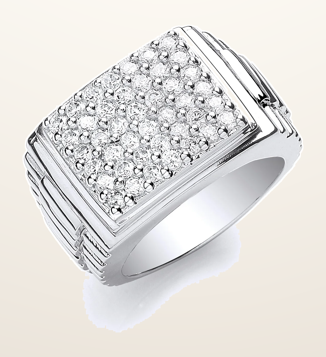 IT_ROLE:detail_crop | Silver Gents Square Top Cubic Zirconia Ring