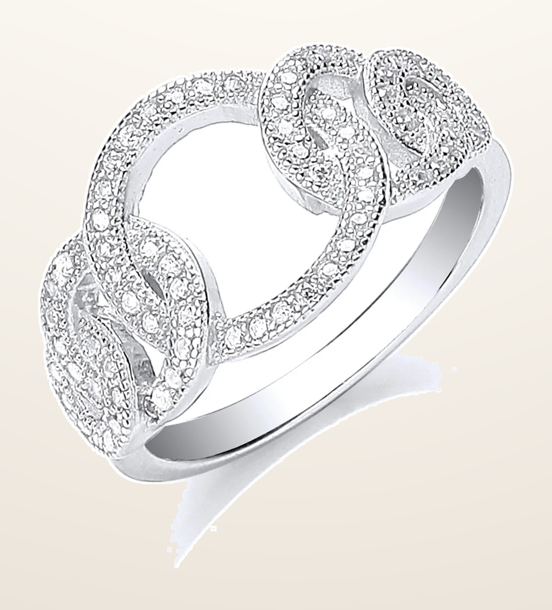 IT_ROLE:detail_crop | Silver Interlink Cubic Zirconia Ring