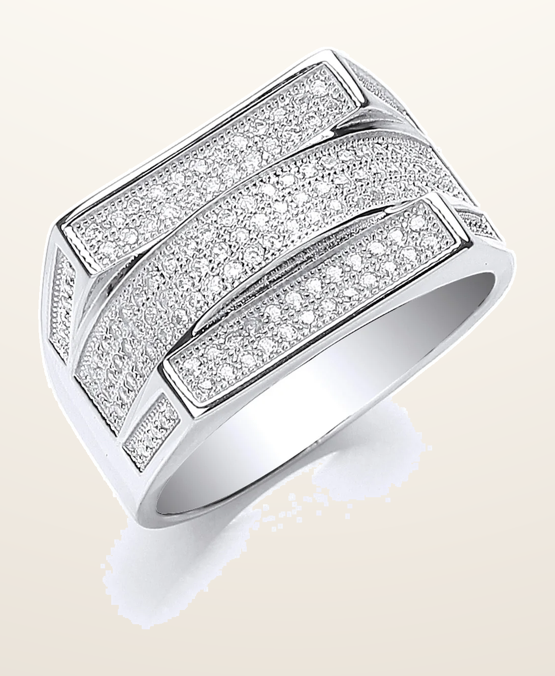 IT_ROLE:detail_crop | Silver Micro Pave' Cubic Zirconia Gents Ring
