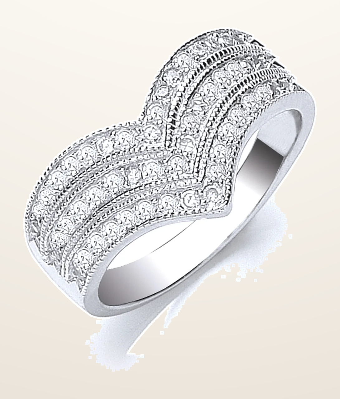 IT_ROLE:detail_crop | Silver Pave Set Cubic Zirconia Triple Wishbone Ring