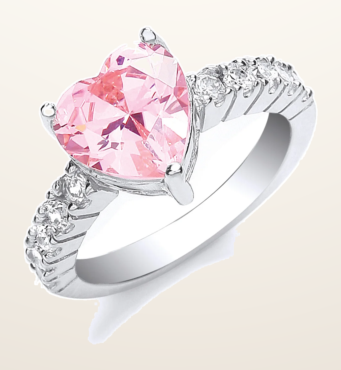 IT_ROLE:detail_crop | Silver Pink Heart S/S Cubic Zirconia with Cubic Zirconia on Shld Ring