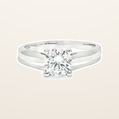 IT_ROLE:detail_crop | 9ct White Gold, 1.00ct Round Cubic Zirconia Wed-fit Solitaire Ring