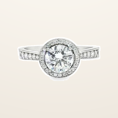 IT_ROLE:detail_crop | 9ct White Gold, 1.00ct Round Cubic Zirconia Wed-fit Halo Ring