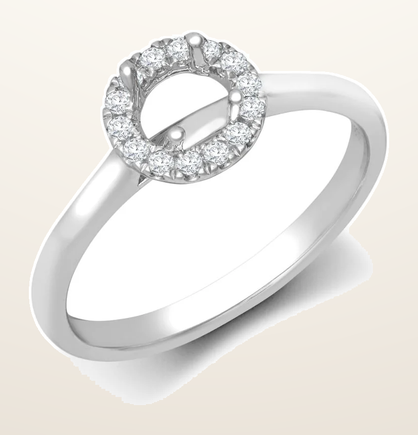 IT_ROLE:detail_crop | 18ct White Gold 0.08ct Natural Diamond Micro-set Halo Wed-fit Ring Mount- Holds 0.25ct