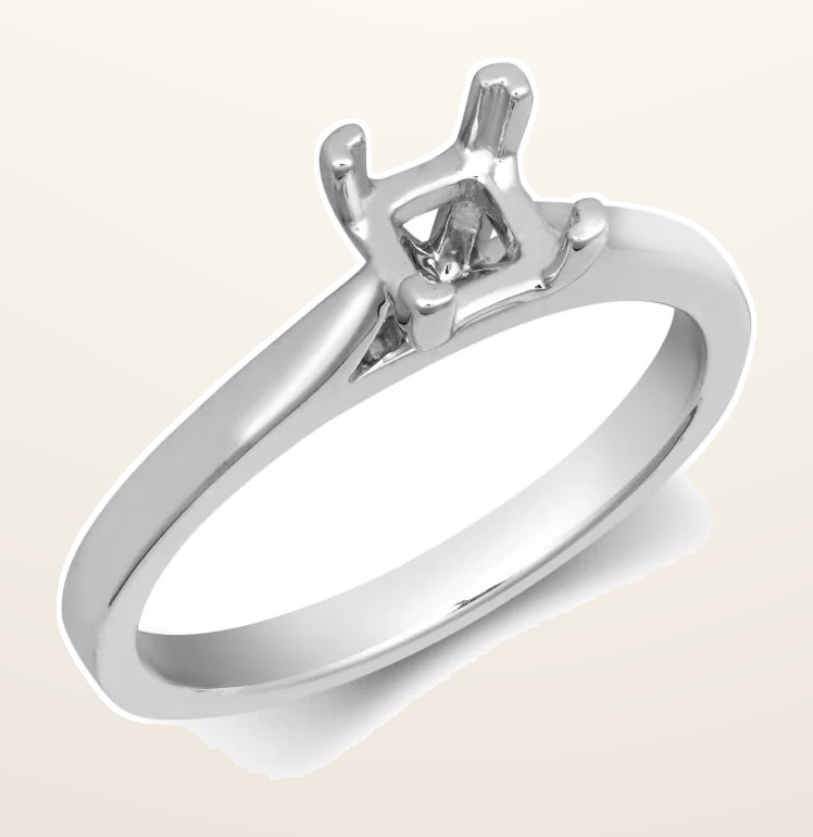 IT_ROLE:detail_crop | 950 Platinum 0.25ct Princess Cut Solitaire 4 Claw Plain Wed-fit Ring Mount