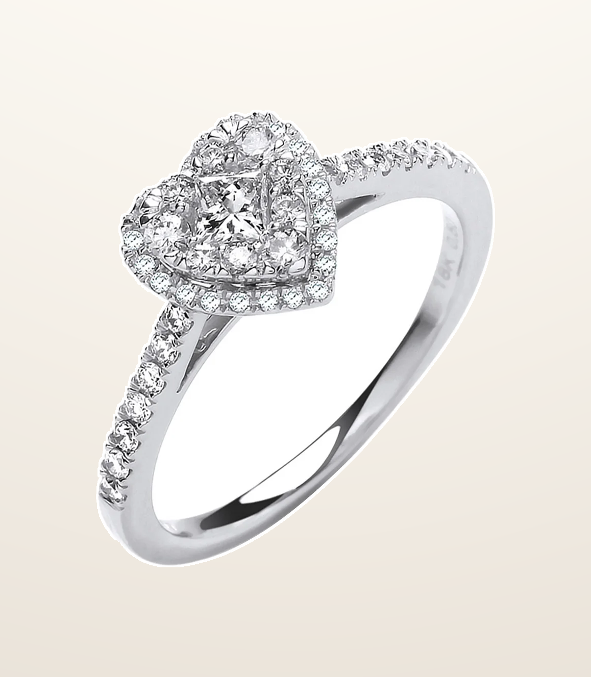 IT_ROLE:presentation_crop | 18ct Heart Shaped 0.50ctw Dress Ring.