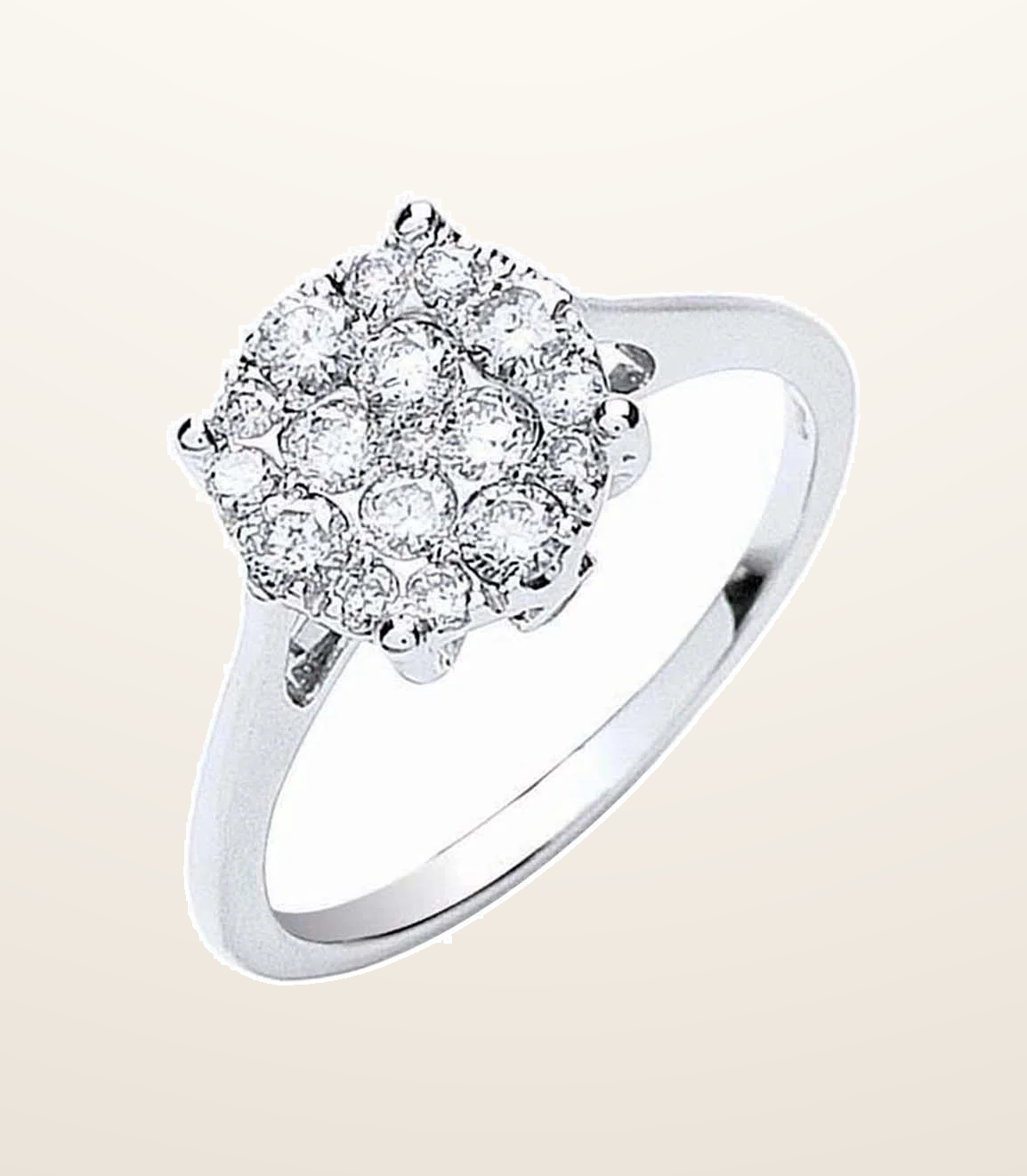 IT_ROLE:presentation_crop | 18ct White Gold 0.50ct Cluster Diamond Ring