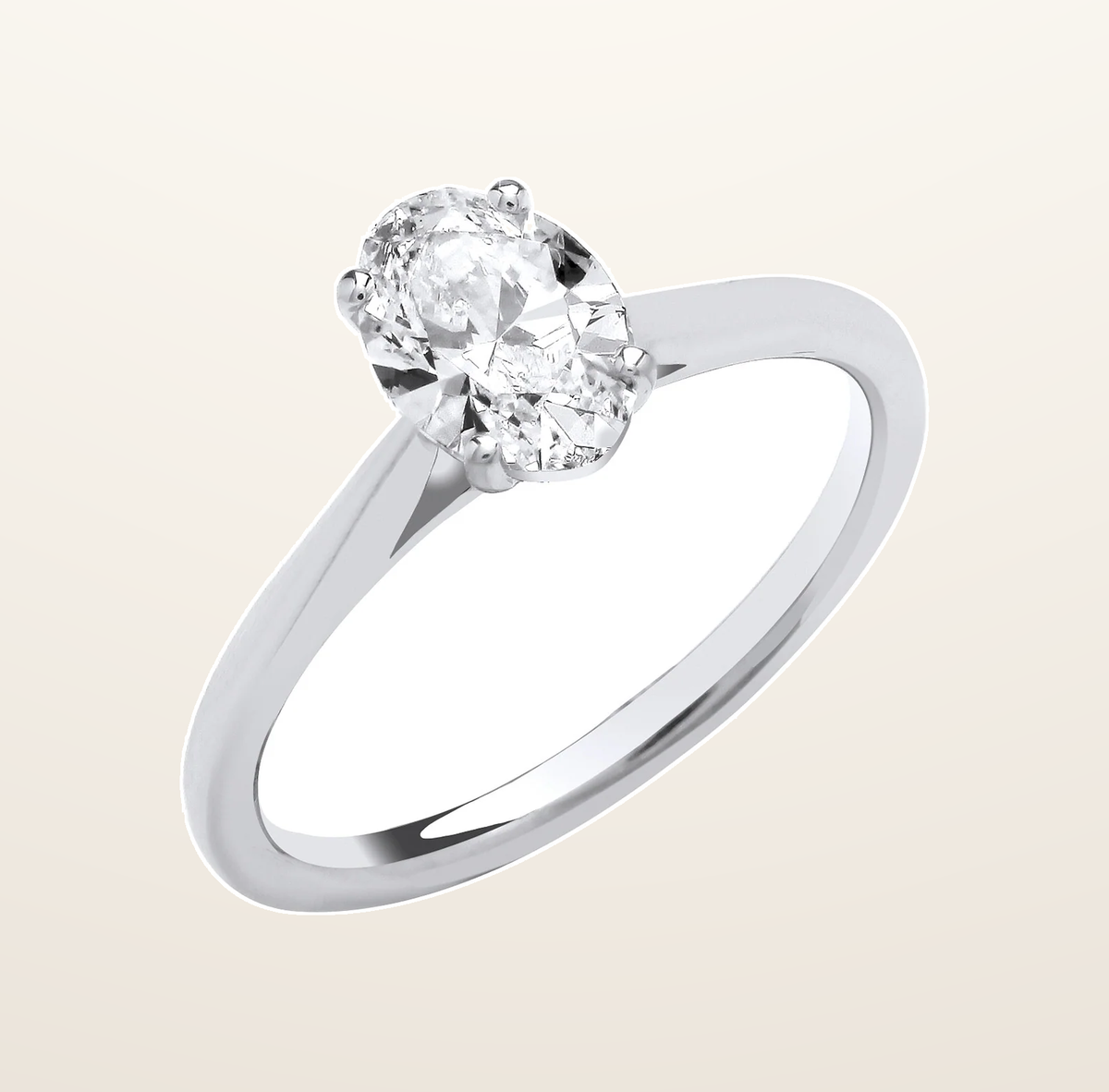 IT_ROLE:presentation_crop | 18ct White Gold 1.00ctw Oval Cut LAB GROWN Diamond Ring IGI Certified
