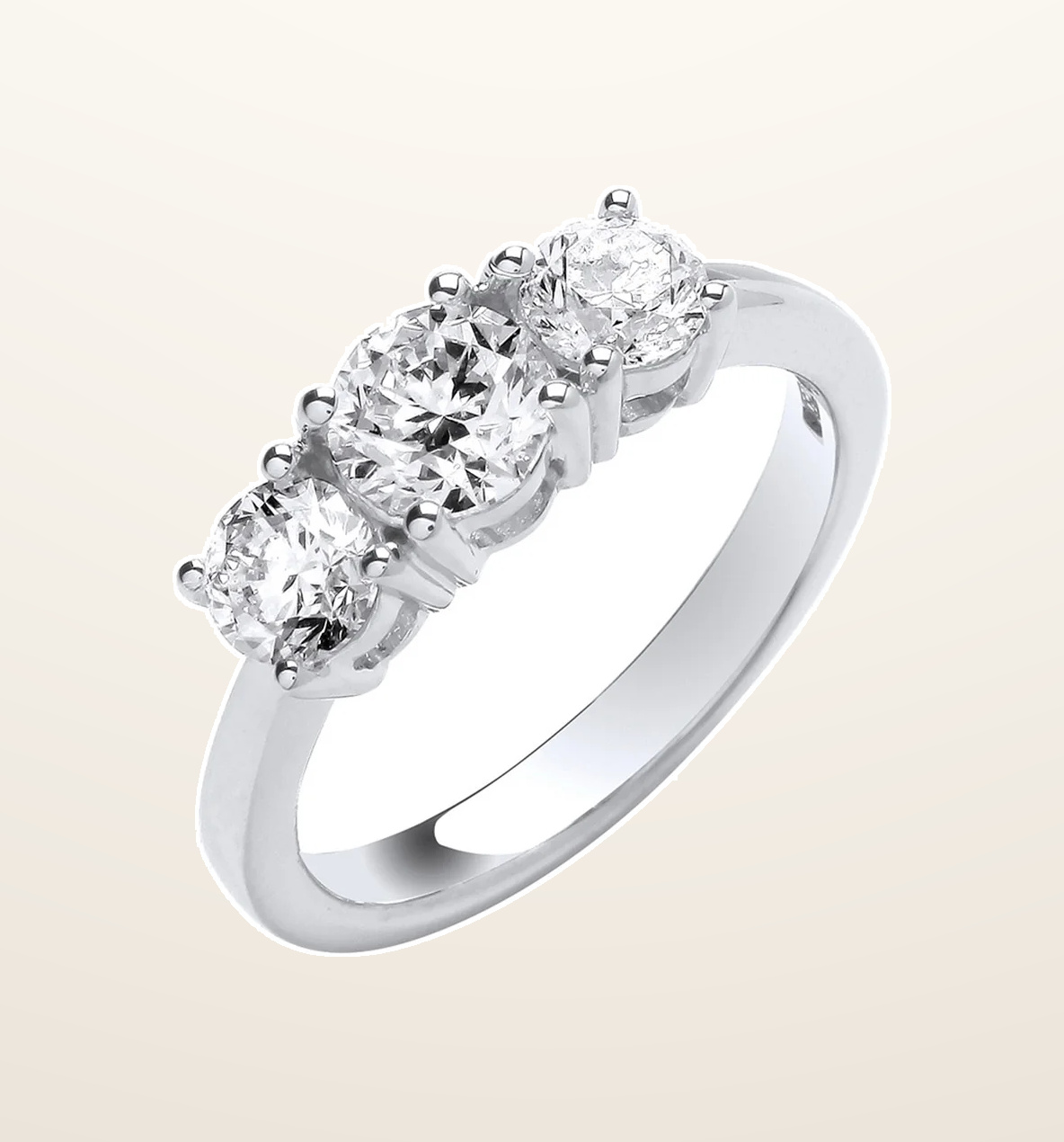 IT_ROLE:presentation_crop | 18ct White Gold 1.50ct Diamond Trilogy Ring