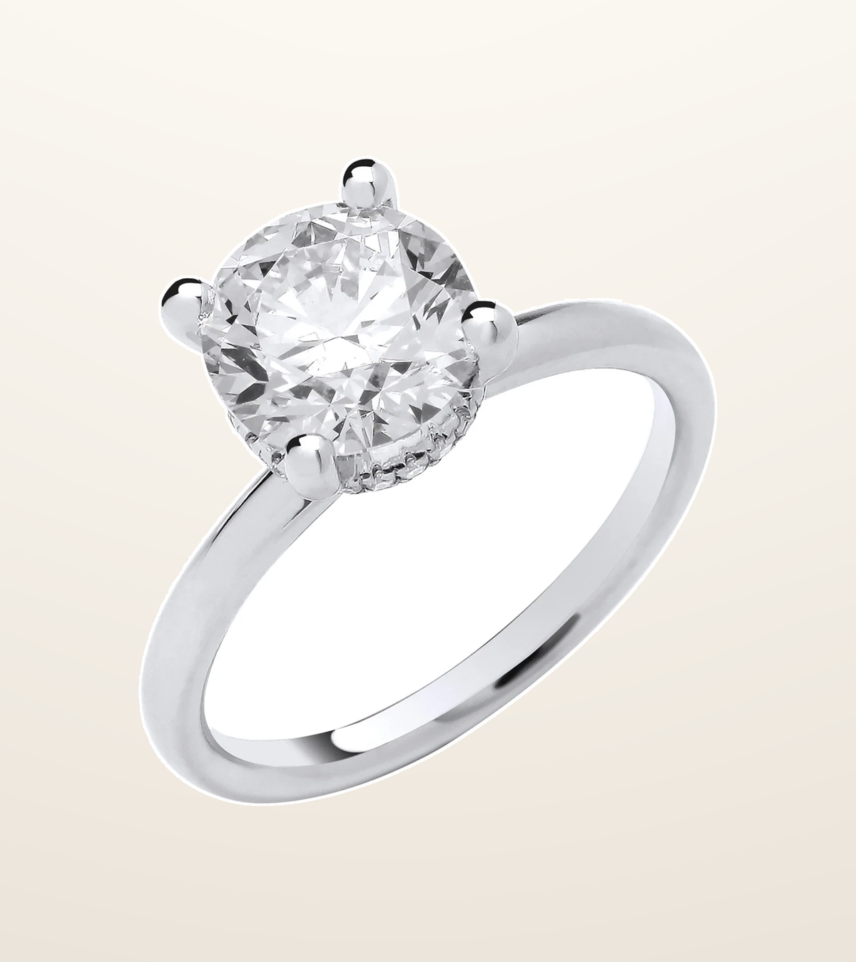 IT_ROLE:presentation_crop | 18ct White Gold 2.07ctw Solitaire LAB GROWN Hidden Halo Diamond Ring IGI Certified