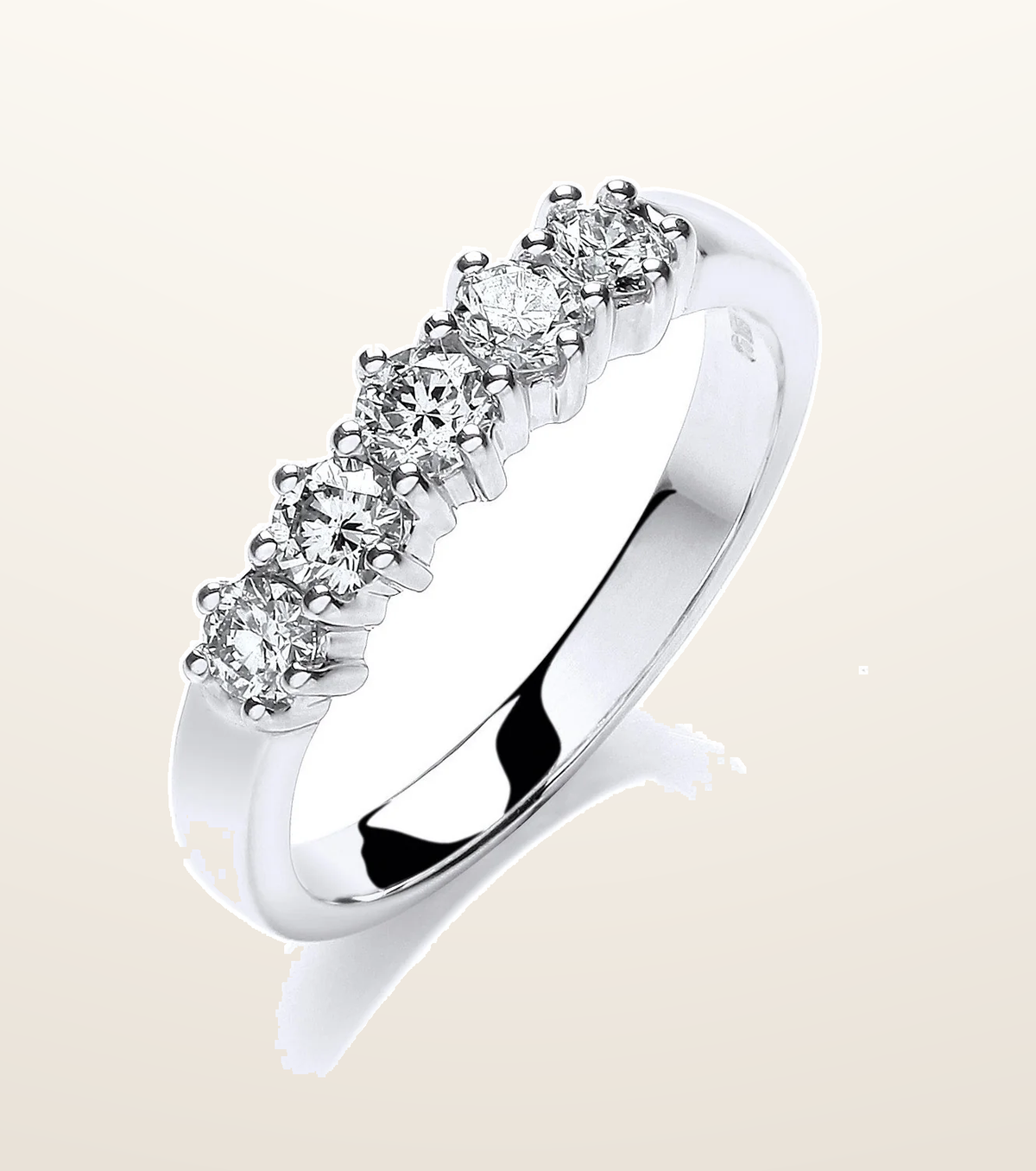 IT_ROLE:presentation_crop | 9ct White Gold 0.50ct 5 Stone Diamond Eternity Ring